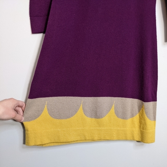 Boden Cashmere Angora Blend 3/4 Sleeve Mini Fitted Sheath Dress Purple Size 4 - Picture 9 of 13
